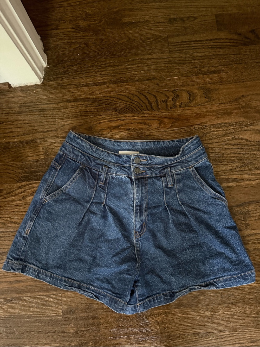 Habitual high waist pleat front denim shorts